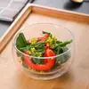 Tigela de vidro borossilicato de camada dupla em estoque para frutas, iogurte, assar, salada, tigela de vidro transparente de camada dupla de cristal para uso doméstico