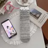 Meias Novas de Primavera e Verão Meias Femininas Estilo Ballet Top Bolha Top Fino Solto Meias Longas Estilo MIU Cor Sólida Meias Vazadas Empilhadas