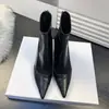Botines de Tacón Alto con Punta para Mujer, Nuevos Tacones Altos para Otoño e Invierno con Cremallera Trasera, Estilo Coreano, Forrados de Felpa, Botas Negras Elásticas Ajustadas