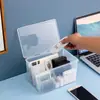 Caja de almacenamiento transparente de fábrica para cables de datos con tapa, fuente de alimentación, cable de carga para teléfono móvil, enchufe, organizador de cables de escritorio, enrollado