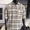Camisa de Cuadros Diaria para Hombre de Manga Larga Holgada Estilo Casual Camisa con Cuello de Botones Top para Hombre