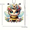 Colgante adorno de abeja recolectando flores nuevo acrílico transfronterizo colgante de coche plano de dibujos animados decoración interior de coche independiente