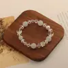 Pulsera de Cristal Natural, Cristal Torre Amarilla, Pulsera de Cuentas de Cristal de Fresa, Estilo Lujo Ligero, Cristal Rosa, Joyería de Mano para Chicas Dulces al por Mayor