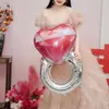 Accesorios para fotos de boda, anillos creativos de diamante, globos, decoraciones de celebridades de internet para registro de matrimonio, compromiso, propuesta y confesión, decoraciones en forma de corazón