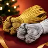 Venta directa de fábrica: Cuerdas para colgar de Navidad, cordones para etiquetas, hilo dorado, cordón redondo de 8 hebras, sin núcleo, no elástico, cordón para empaquetar, colores dorado y plateado, 1 mm