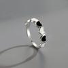 Anillo de amor conectado blanco y negro para mujer Red social temperamento estilo ins Corea del Sur Dongdaemun diseño anillo abierto de amor