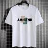 Fabricante Original Verano 2025 Moda Masculina Camiseta de Manga Corta de Media Manga con Estampado de Letras Talla Grande Holgada Cuello Redondo