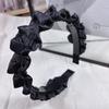 Pequeño Estilo Chanel Simple Elegante Elegante Flecos Plisado Ultra Ancho Organza Aro para el Cabello Volante Malla Pelo Presionado Diadema Ancha