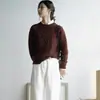 Nuevo Tejido de Lana Pura para Mujer Cuello Redondo Color Sólido Elegante Casual Suave Ceroso Jersey de Manga Larga Versátil Prendas de Punto para Vestir por Debajo