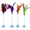 Novos Suprimentos para Animais de Estimação Brinquedos para Gatos Autoestimulantes Ventosa Pelúcia Metal Fio de Aço Mola Rato Sino Vara Engraçada para Gato Pena