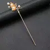 Pendente de Pérola com Folha Vintage Estilo Chinês Grampo de Cabelo Roupas Chinesas Agulha de Cabelo Versátil Elegante Simples Liga de Metal Adereço de Cabelo Cheongsam