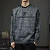 Suéter con Estampado Tie-Dye Lavado Nuevo de Otoño para Hombre Estilo Americano Moda Marca de Moda Camiseta de Rayas Raglán Mangas Largas Camisa Base Holgada