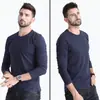 Camiseta de Manga Larga para Hombre Tendencia Primavera 2025 Tops Casuales de Cuello Redondo Camisas Básicas para Hombre