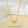 Collar Accesorio de Princesa Fugitiva con Lazo de Acero Inoxidable 18K para Mujer, Colgante de Collar de Acero de Titanio que No se Desvanece de Nicho