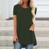 2024 Verano AliExpress Transfronterizo Nueva Camiseta Holgada de Talla Grande de Cuello Redondo para Mujer Moda del Sudeste Asiático Camiseta de Color Sólido para Mujer