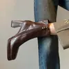 Versión de piel de vaca~2026 nuevos botines de tacón alto para mujeres menudas, de suela gruesa, que aumentan la altura, botines Chelsea de tacón grueso, botas de piel genuina
