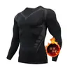 Ropa de fitness para hombre, conjunto de manga larga y pantalón largo con forro polar, alta elasticidad, secado rápido, ropa de entrenamiento para baloncesto y fútbol, ropa térmica