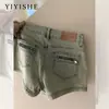 Shorts de Mezclilla Ajustados para Mujer Estilo Verano 2025 Nuevo Pequeño Estilo Americano Cintura Alta Efecto Adelgazante Línea A Ceñidos a la Cadera Hot Pants