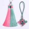 Nudo Auspicioso de Dos Colores, Nudo Chino con Doble Borla, Cuerda para Colgar, Accesorios de Borla, Adorno Colgante para Coche DIY, Fábrica de Regalos