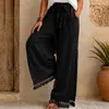 Comercio exterior transfronterizo superventas estación independiente de AliExpress ropa de mujer pantalones casuales de pierna ancha de encaje con flecos bohemio en stock