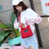 Verano 2019 Nueva Llegada Estilo Japonés Artístico Simple Letra Lona Bolso de Mujer Bandolera Bolso de Hombro Bolso de Mano Bolso Pequeño Tipo Cubo