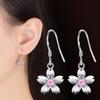 Diez millas Flor de Durazno Pendientes Creativos de Rosa Personalidad Dulce Pendientes Chapados en Plata con Diamante Rosa para Mujer Joyería para Orejas al por Mayor