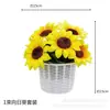 Girasol Flor Artificial Decoración Sala de Estar Escritorio Mesa de Comedor Decoración Floral Planta Verde Falsa Decoraciones de Planta en Maceta Adornos Pequeños