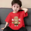 Ropa Infantil Camiseta de Manga Corta para Niños Verano Suave Algodón Puro Estampada para Niños Mayores Estilo Coreano Moderno Camisa de Manga Media Cuello Redondo