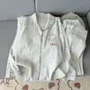 Pijama de Algodón Nube para Mujer de Primavera y Otoño, Conjunto de Manga Larga, Rayas de Dibujos Animados Lindos, Suelto Dulce Ropa de Casa, Estilo Nuevo