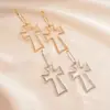 Pendientes de Aro Cruzados Huecos Plegados Transfronterizos Europeos y Americanos, Pendientes Personalizados de Nicho Únicos, Pendientes de Moda de Gama Alta