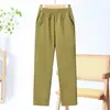 Calças de Verão para Mulheres de Meia-Idade e Idosas, Calças Cropped Casuais da Moda, Calças Retas Largas, Calças Finas de Tamanho Grande para Avós