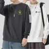Moletom masculino, novo estilo primavera e outono, gola redonda, corte solto, espessado, sem capuz, blusa tipo pullover, jaqueta masculina de manga longa, versátil
