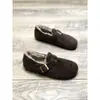 Zapatos Birkenstock forrados de felpa de lana estilo bosque para mujer 2026 Otoño Invierno nuevos versátiles slip-on zapatos cálidos de pelo zapatos de algodón para exteriores