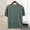 Outono Inverno 2026 Novo Suéter Masculino de Lã Manga Curta Gola Redonda Blusa Color Block Pulôver Solto Suéter de Tricô Casual Masculino