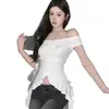 Camiseta sexy de estilo coreano para mujer con diseño plisado, hombros descubiertos y volantes, top de verano ajustado de nicho