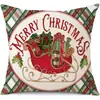 Juego de Fundas de Almohada Transfronterizas para Navidad Europea y Americana, Funda para Cojín de Sofá de Sala de Estar, Funda para Almohada de Cintura con Reno Papá Noel Árbol, Suministro de Fábrica