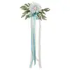 Decoração de cadeira com encosto para evento ao ar livre estilo ocidental Decoração de cadeira com flor flor amarrada flor artificial flor artificial festa de casamento plástico flor de seda