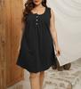 Vestido informal holgado sin mangas con botones plisados para mujer, talla grande, estilo europeo y americano, 2024