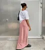 Ropa Europea y Americana para Mujer Primavera y Verano Elegante Dama Alta Gama Satín Imitación Seda Multicolor Venta al por Mayor Falda Falda Larga
