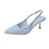 Sandalias Cerradas de Tacón Alto Estilo Francés Inspiradas en Chanel para Mujer, Nuevo Modelo de Verano 2026, Tacón Fino, Puntera Puntiaguda, Slip-On, Venta al por Mayor