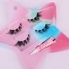 Suporte Estrela Colorido 2 Par de Cílios Postiços para Mulheres Haste Transparente Linha Fina Linha Macia Cílios Natural Simulação Afiação Cílios