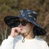 Sombrero de sol de ala ancha de 14 cm para hombre, sombrero de sol coreano de verano para montañismo, sombrero de pescador Benny para exteriores, sombrero de pesca