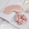 Antifaz de Seda Artificial de Dos Piezas Antifaz de Seda de Morera para Dormir Red para Ojos con Sombreado Sin Prensado Anillo para el Cabello de Intestinos Rojos Regalo
