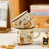 Caneca de Cerâmica Fofa Gato Casa Leite Café da Manhã Design de Nicho Escritório Copo de Água Copo de Café Lembrança