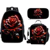 Mochila Escolar de Doble Capa Nueva Transfronteriza Bolsa de Almuerzo Estuche de Gran Capacidad Dibujos Animados Casual Simple Bolso de Hombro Grado 1-3 Sistema D