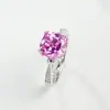 Anillo de Plata 925 con Zafiro Rosa Padparadscha y Diseño de Diamante Rosa en Forma de Cojín de Lujo Ligero, Versátil para el Uso Diario, Anillo de Piedra Preciosa Ajustable para Mujer