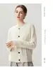 Cárdigan de Punto con Botones y Cuello Redondo de Cachemira Otoño Invierno Nuevo Estilo para Mujer Tejido de Trenzas Simple Agradable a la Piel Estilo Elegante Abrigo Grueso