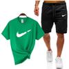 Traje deportivo informal de manga corta con camiseta de manga corta y parte superior de algodón para hombre de verano transfronterizo en stock