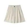Shorts de Lino para Mujer, Estilo Delgado de Verano, Nuevo 2026 Cintura Alta Adelgazantes Ajuste Holgado, Pantalones de Traje Estilo Petite de Cinco Puntos Pierna Ancha