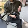 Chamarra tipo camisa de trabajo elegante MYQ para hombre, camisa casual holgada de manga larga para otoño, atuendo de commute estilo coreano